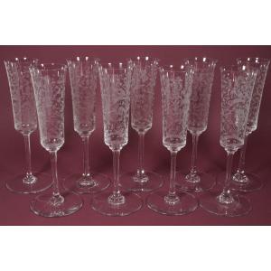 9 Crystal Champagne Flutes Leila Baccarat Leillah