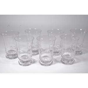 7 Saint Louis Crystal Wine Glasses, Tumblers By Jean Sala