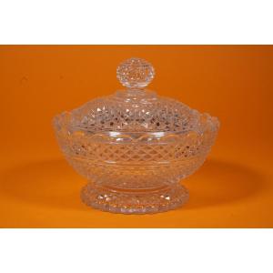 Baccarat Crystal Butter Dish, Sugar Bowl, Candy Dish, Diamants Biseaux