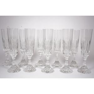 10 Baccarat Assas Crystal Champagne Flutes