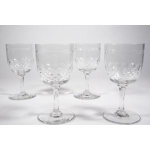4 Baccarat Chauny Crystal Wine Glasses