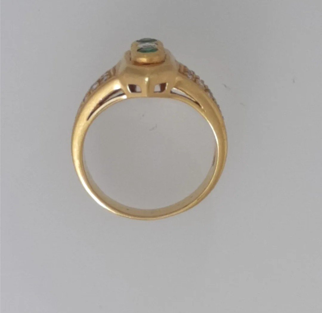 Yellow Gold Diamond & Emerald Ring-photo-2