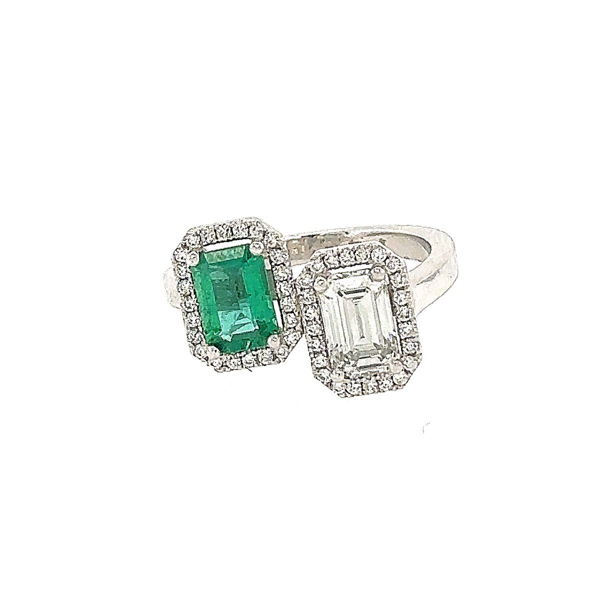 Bague Diamants émeraude & émeraude 