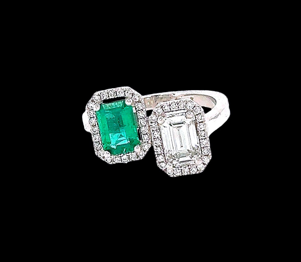 Emerald & Emerald Diamond Ring