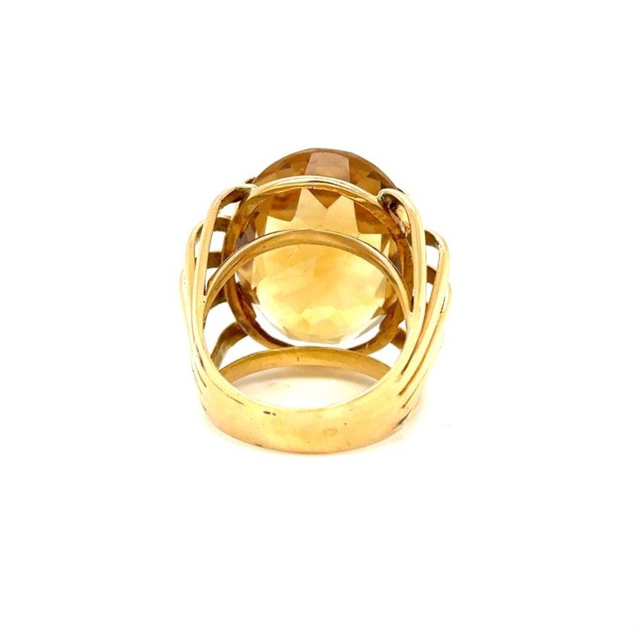 "vintage 1960s 18k Yellow Gold Ring With Citrine"-photo-3