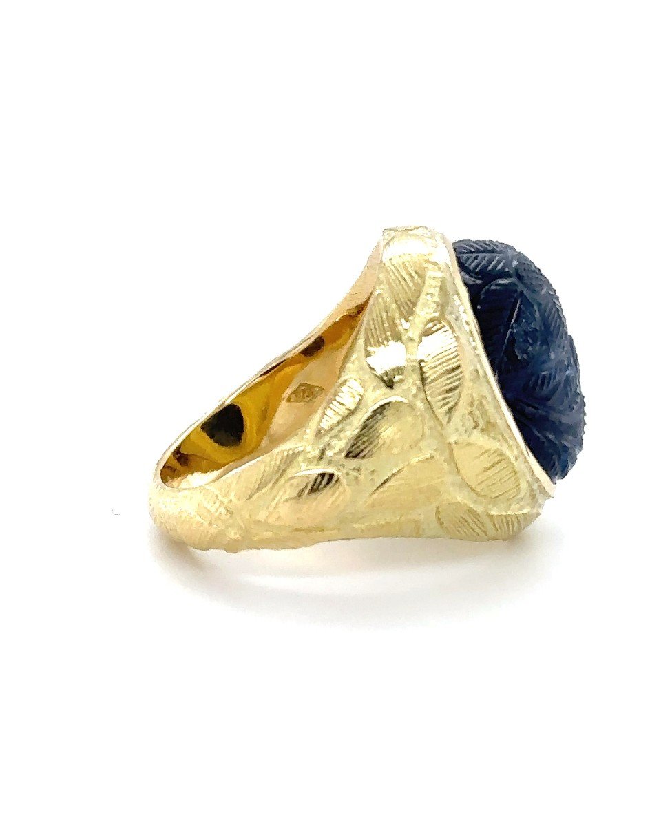 "men's Yellow Gold Ring With Sapphire Cabochon"-photo-2