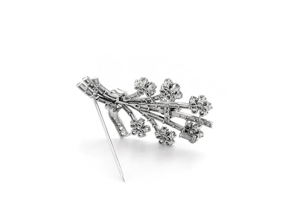 "vintage Platinum Brooch With Diamond"-photo-2