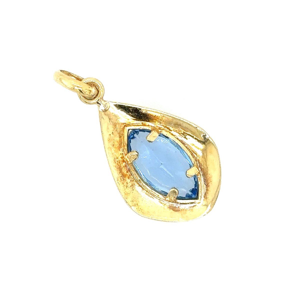 Vintage 18k Yellow Gold Pendant With Aquamarine-photo-2