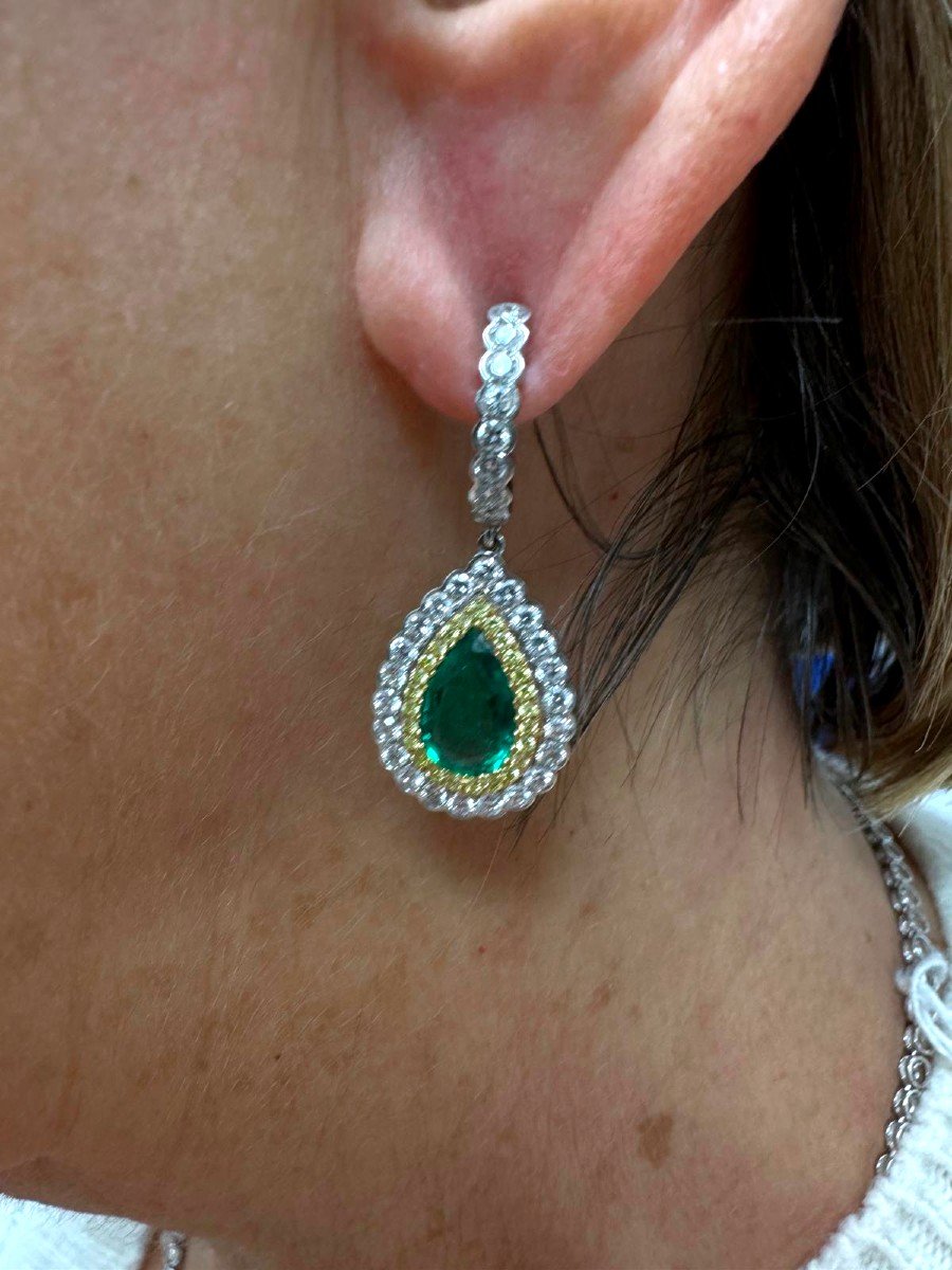 Gold, Zambian Emerald And Diamond Earrings