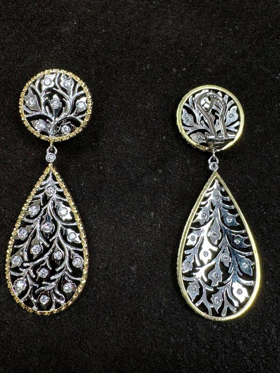 Two-tone Gold Earrings Set With Diamonds-photo-2