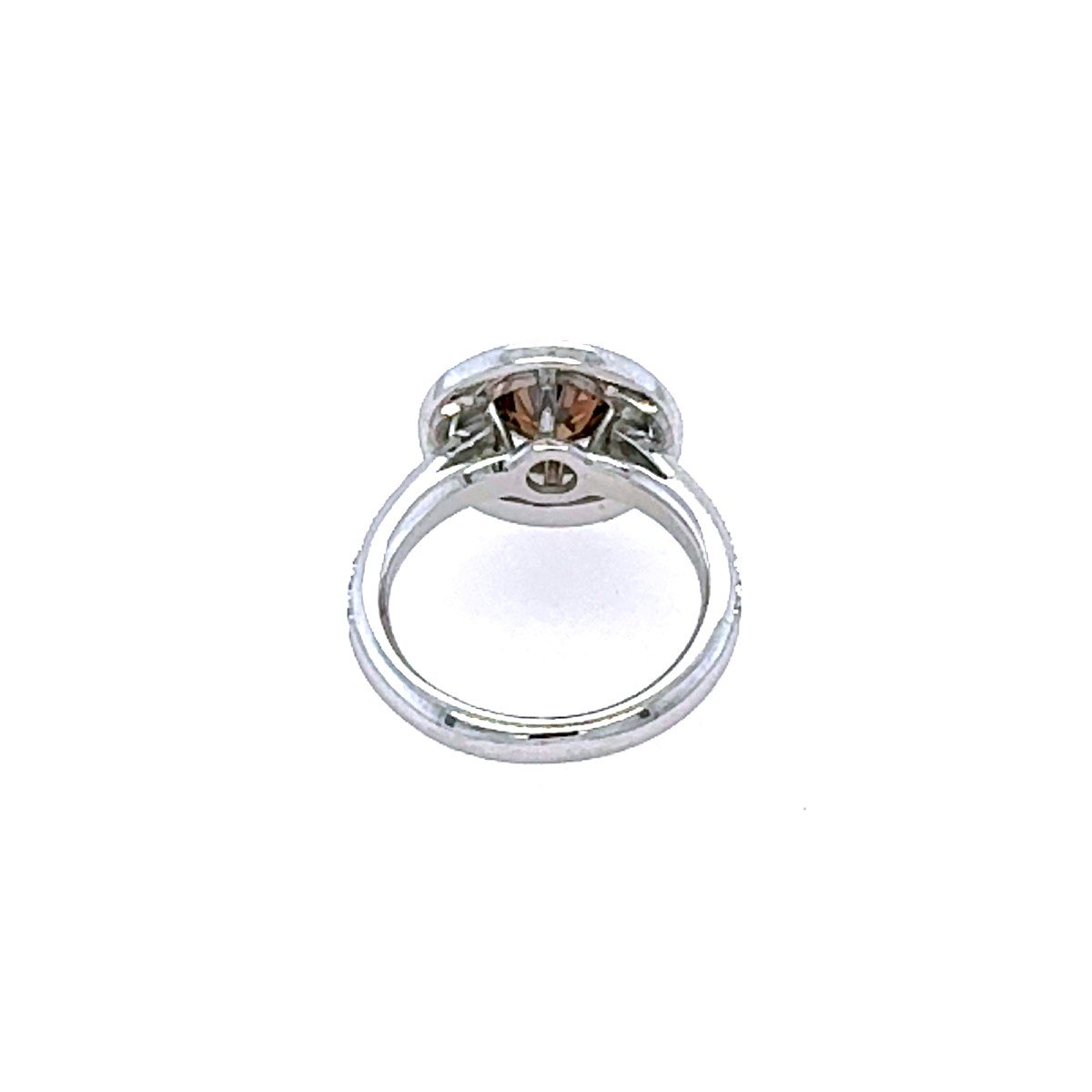 Bague en Or Blanc 18K avec Diamant Cognac Central et Diamants Blancs-photo-4