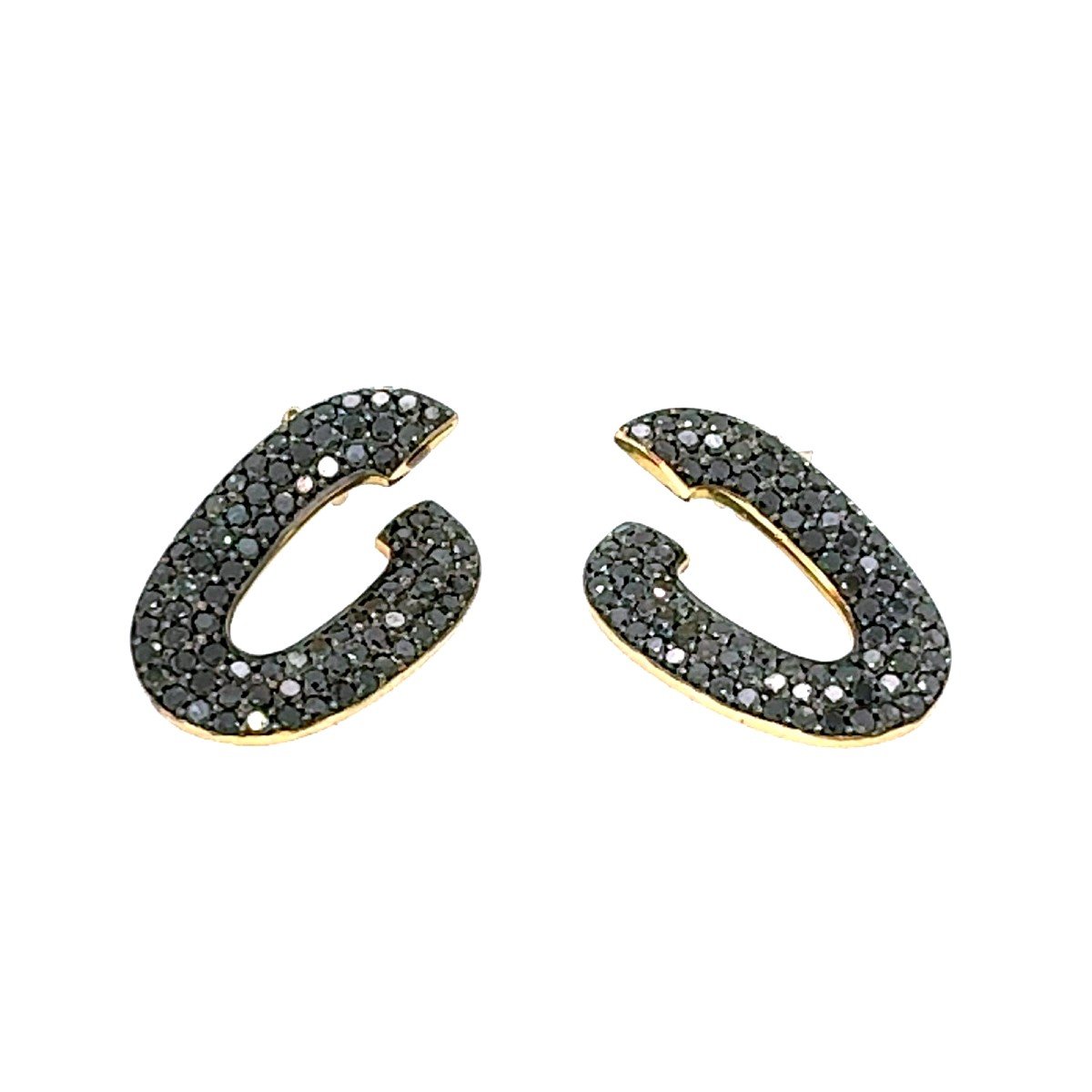 18k Yellow Gold & Black Diamond Earrings