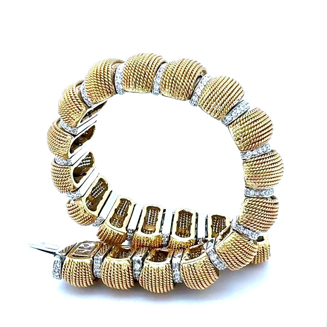 Bracelet 18ct. Gold  Bicolor Set With Diamonds-photo-2