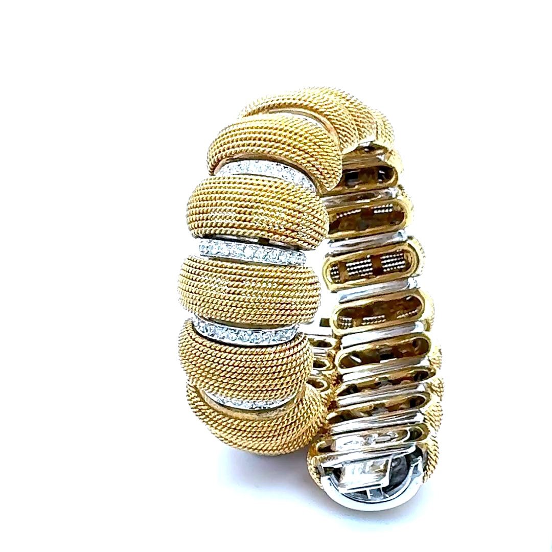 Bracelet 18ct. Gold  Bicolor Set With Diamonds-photo-3