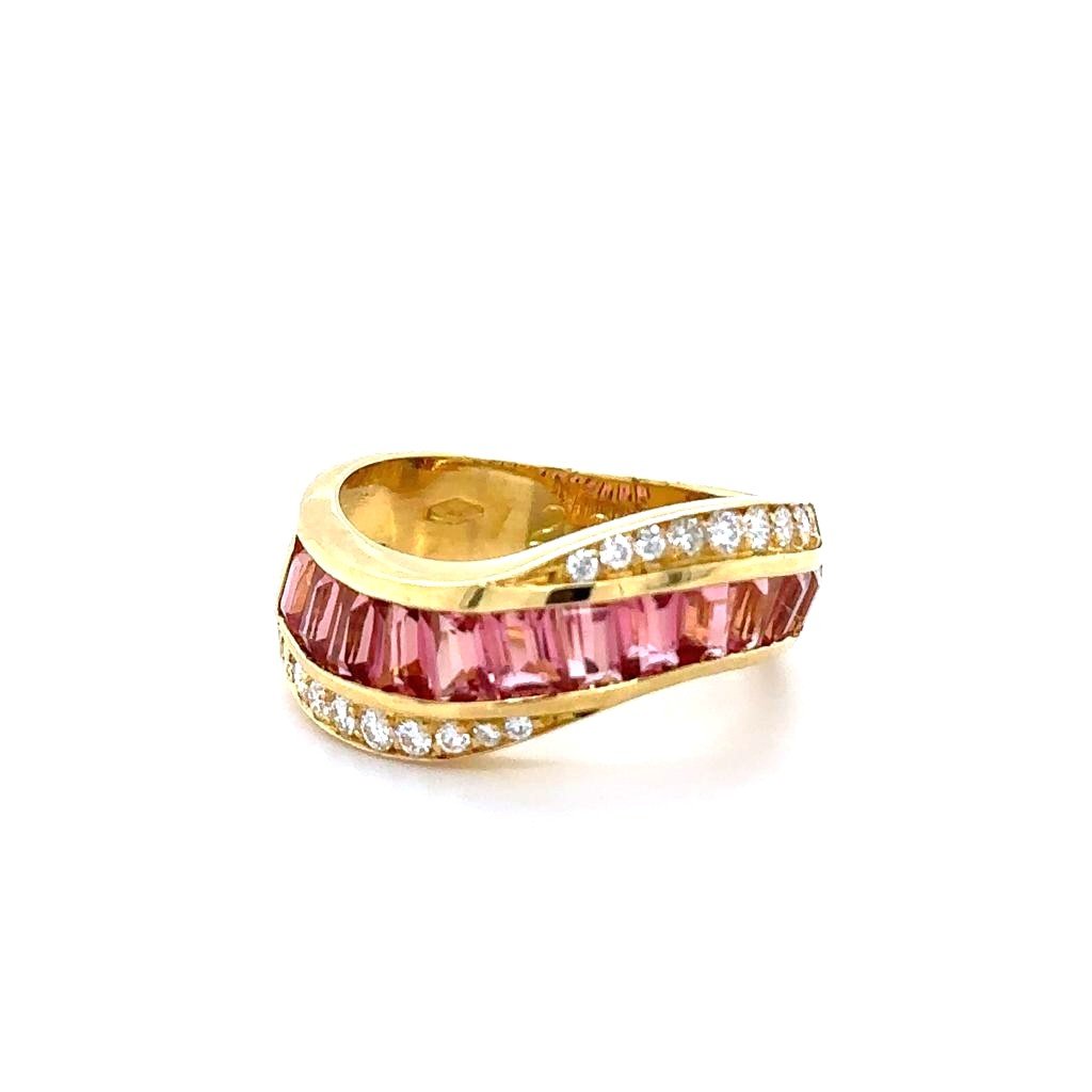 Bague Or Jaune  Diamant & Tourmaline