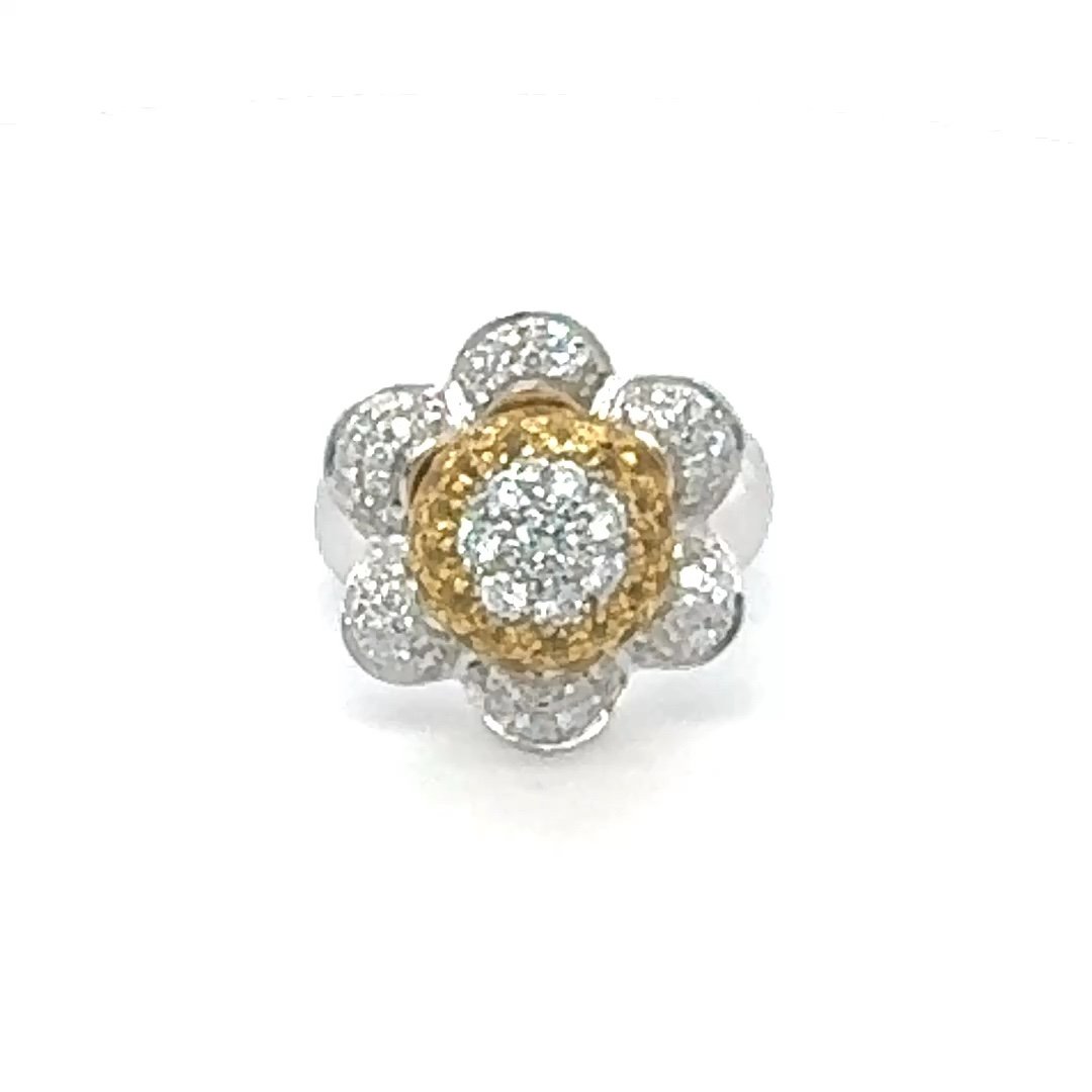 Bague Or Blanc avec Diamants Blancs  &  Saphir Jaune