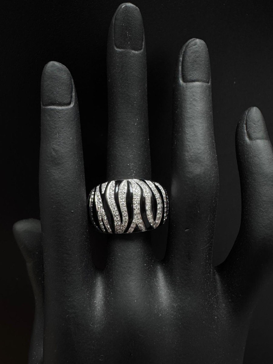 Ring White Gold Diamond & Black Rodiated -photo-2