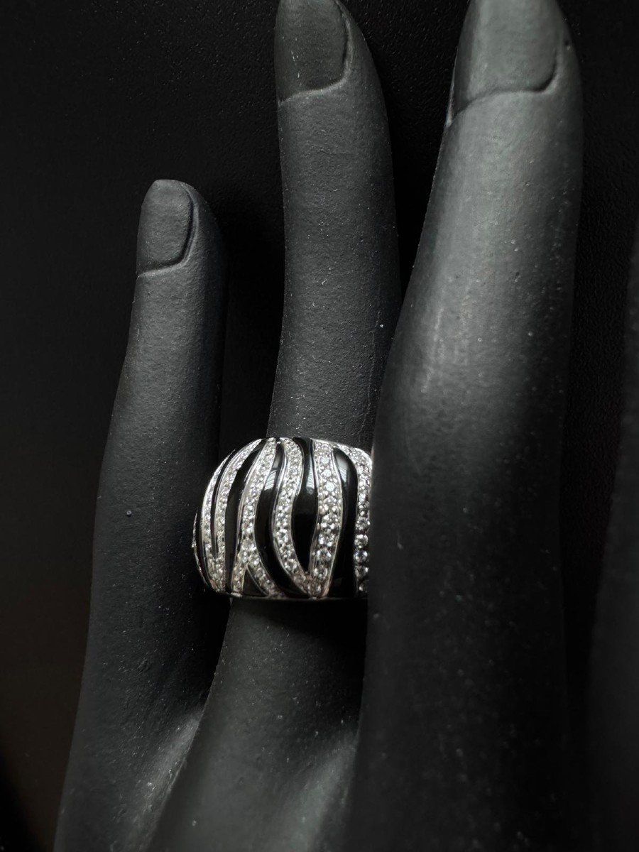 Ring White Gold Diamond & Black Rodiated -photo-3