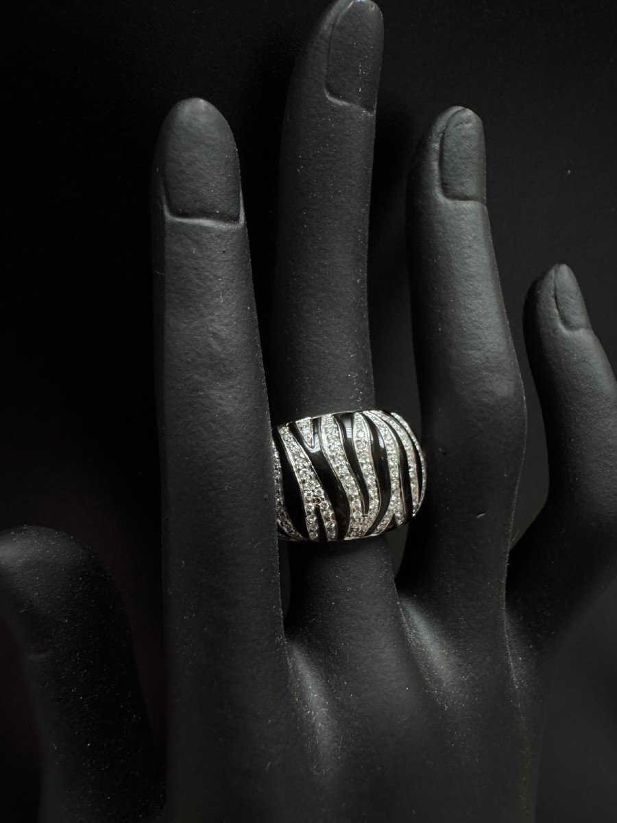 Ring White Gold Diamond & Black Rodiated -photo-4