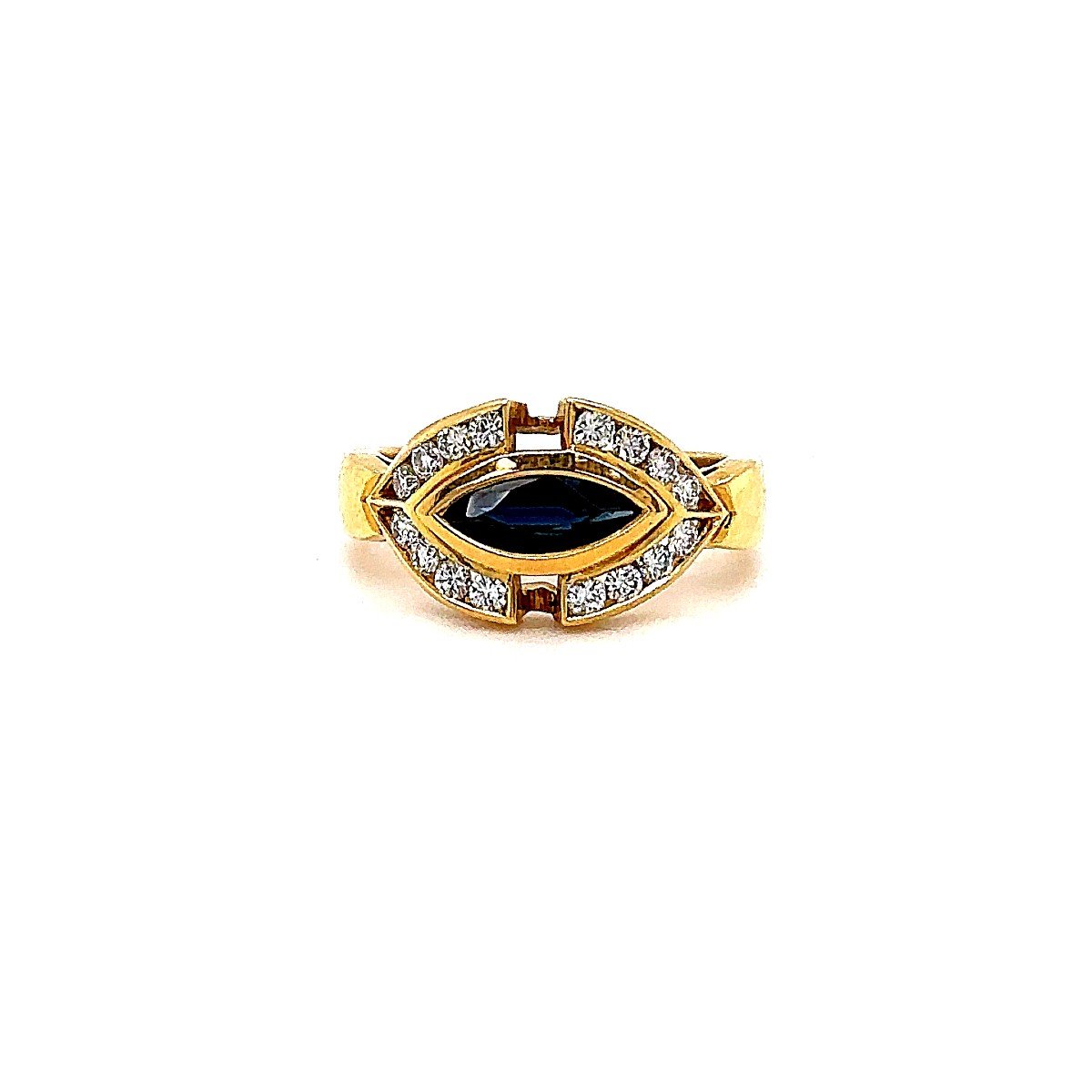 Yellow Gold Diamond & Sapphires Ring