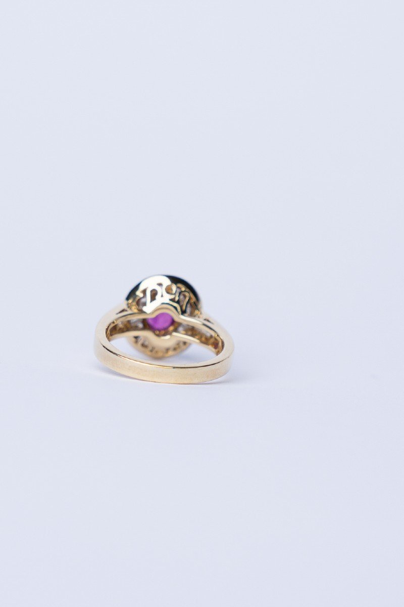 Ruby & Baguette Yellow Gold Ring-photo-2