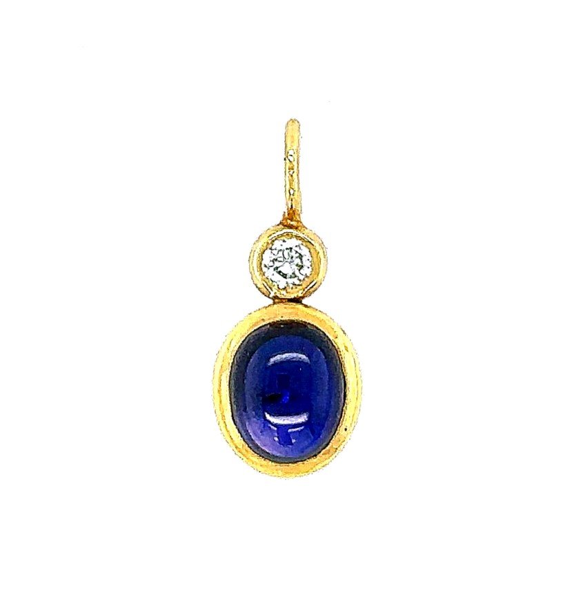 "Pendentif Cabochon  Saphir & Diamant"