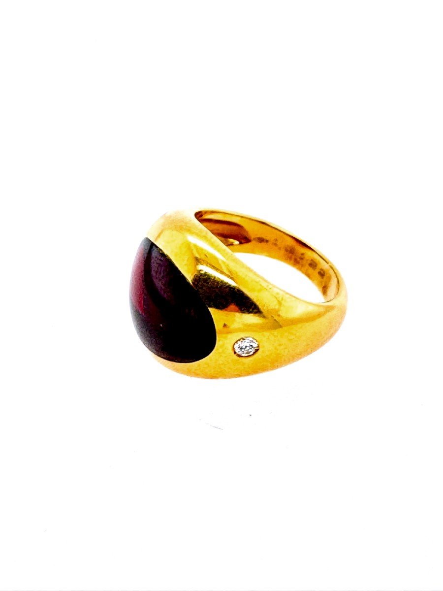 "Bague en Or Jaune avec Diamant et Grenat"-photo-2