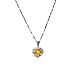 Pendentif Cœur en Saphir Jaune et Diamants