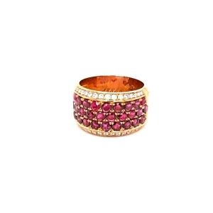 Bague en Or Rose, Diamants et Rubis