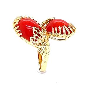 18 Carat Yellow Gold Red Coral Ring