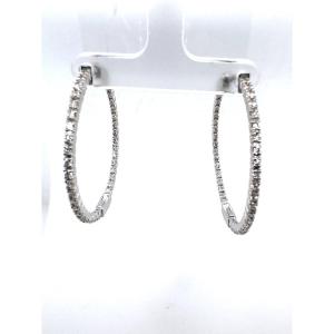 Boucles d'Oreilles En Or Blanc 18kt Et Diamants