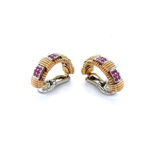 Boucles Roberto Coin En Or Rose Et Saphirs Roses