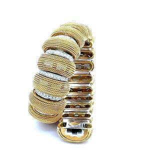 Bracelet 18ct. Gold  Bicolor Set With Diamonds