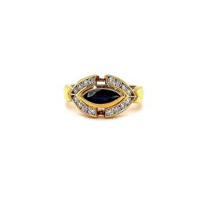 "Bague Or Jaune avec Diamants & Saphir"