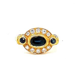 Ring Yellow Gold Diamond & Sapphires 