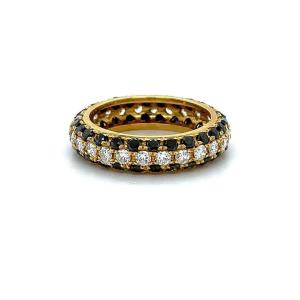 Yellow Gold And White & Black Diamond Ring