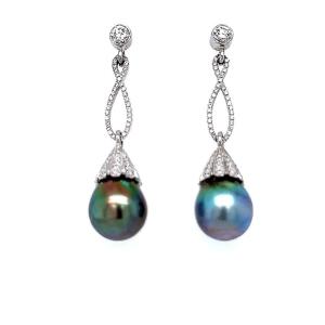 Natural Diamond & Tahitian Pearl Earrings