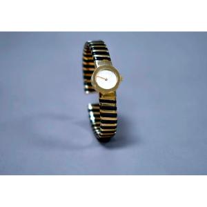 Women's Watch 18 Ct. Yellow Gold & Black Steel (bulgari Style)