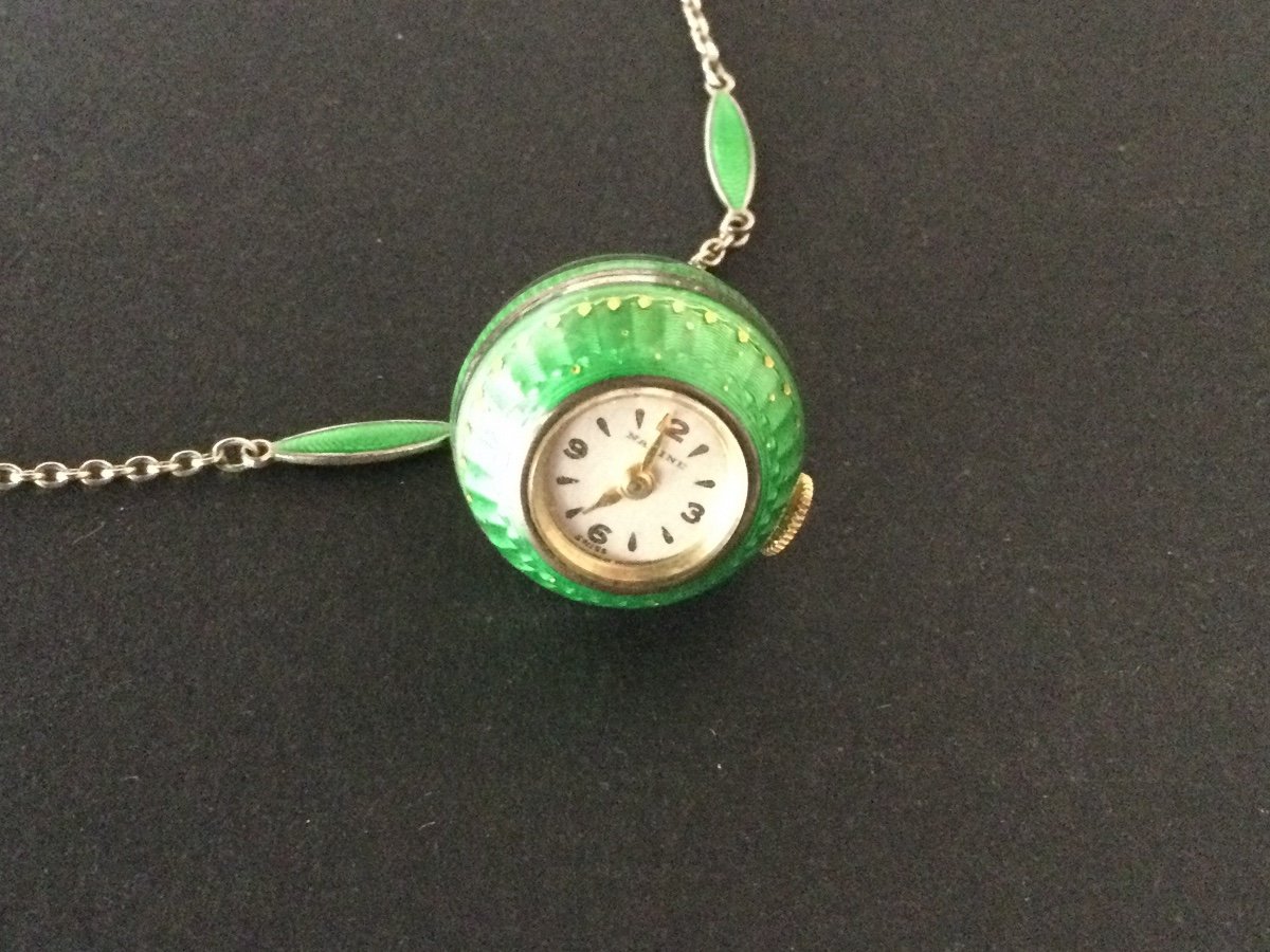 Watch Pendant And Chain Enamel Decoration L-photo-2