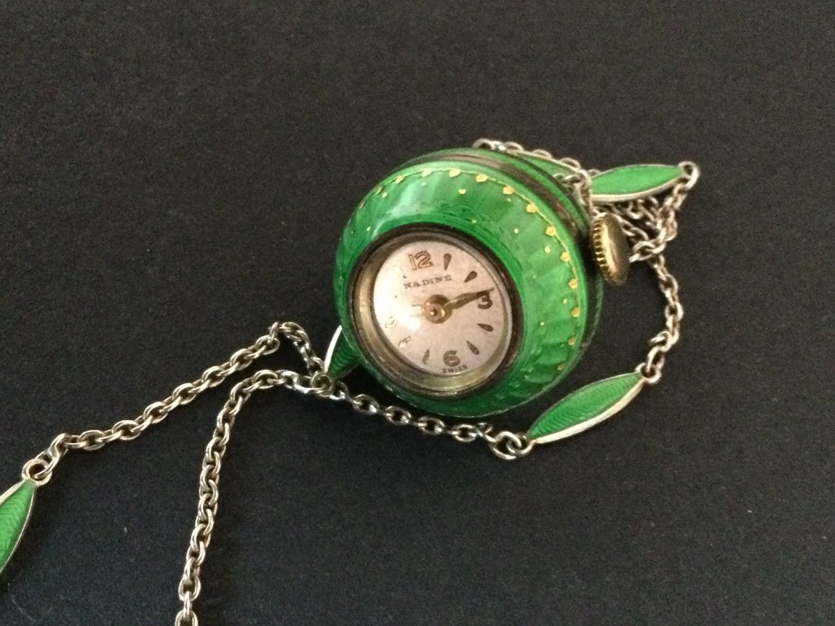 Watch Pendant And Chain Enamel Decoration L-photo-1