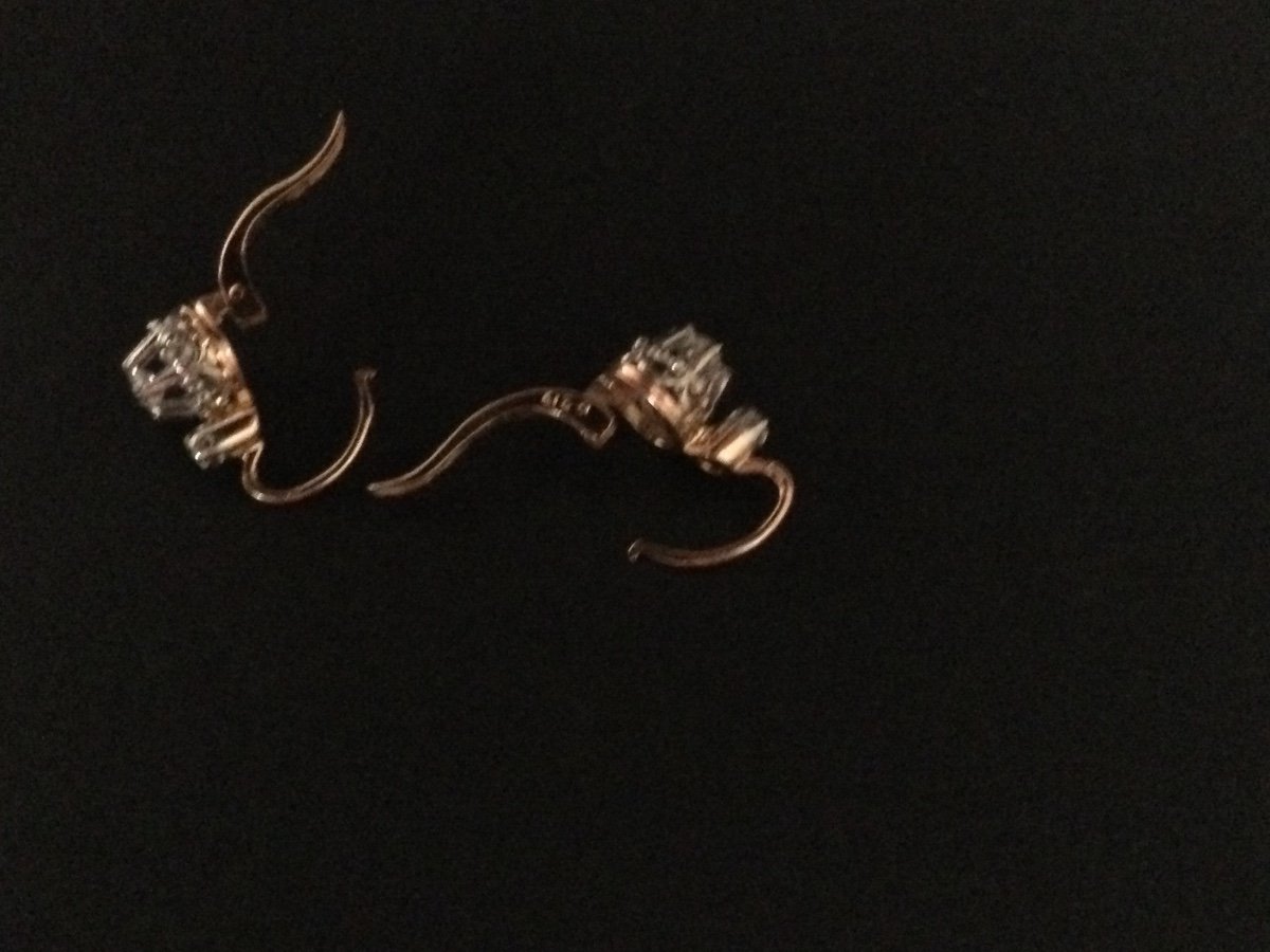 Boucles D’oreilles Dormeuses Or Rose Avec Brillants-photo-4