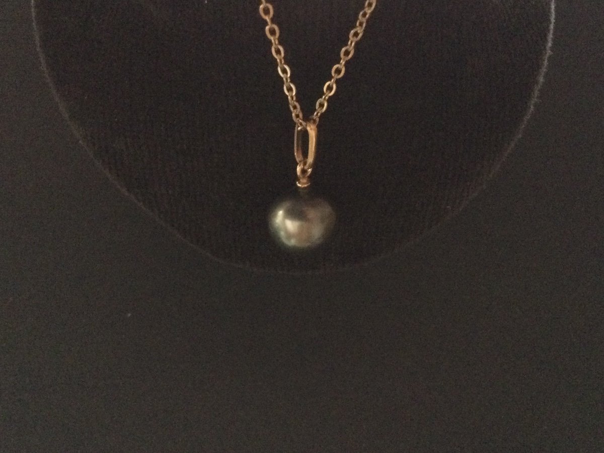 Tahitian Pearl Pendant 18 Kts Rose Gold-photo-2