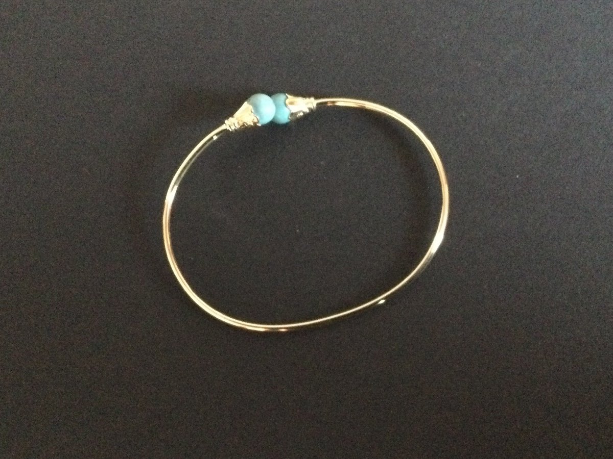 14k Gold And Turquoise Bangle Bracelet-photo-1