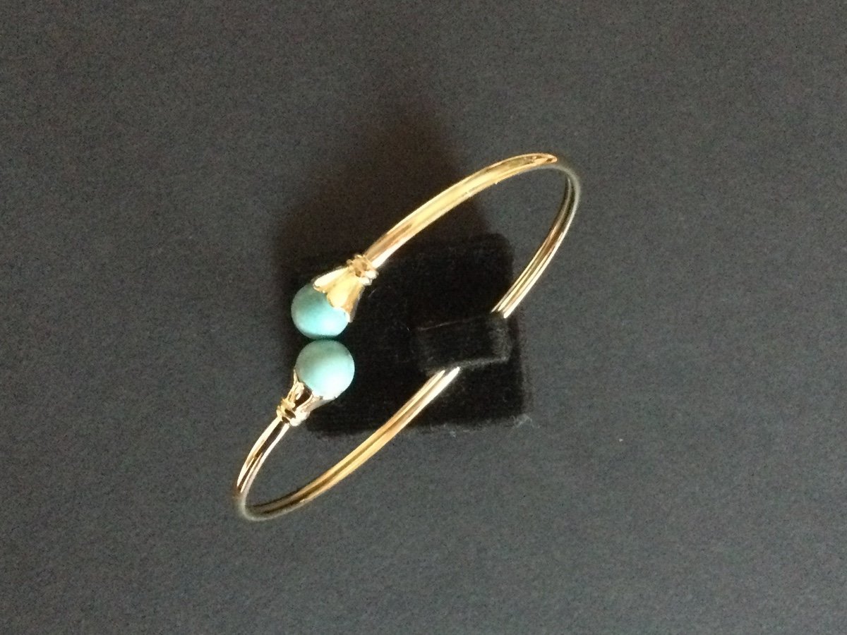 14k Gold And Turquoise Bangle Bracelet-photo-2