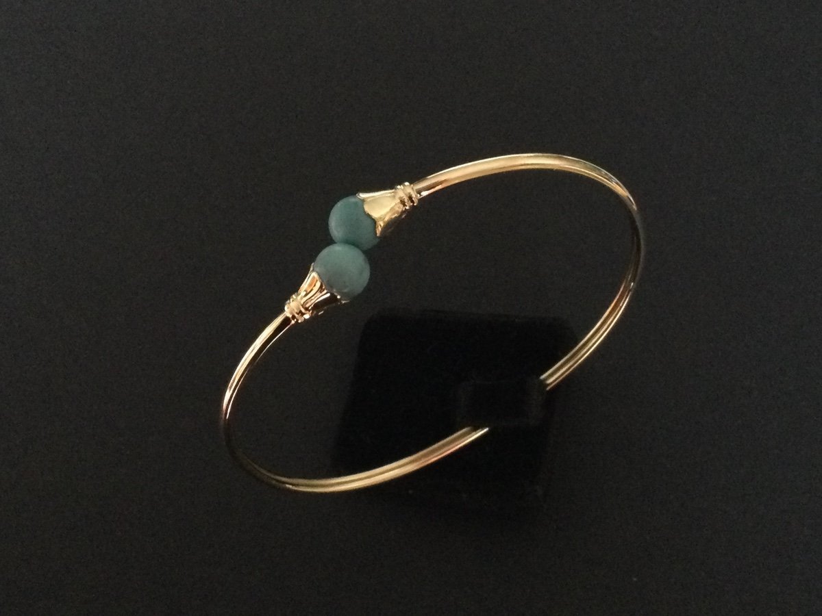 14k Gold And Turquoise Bangle Bracelet-photo-3