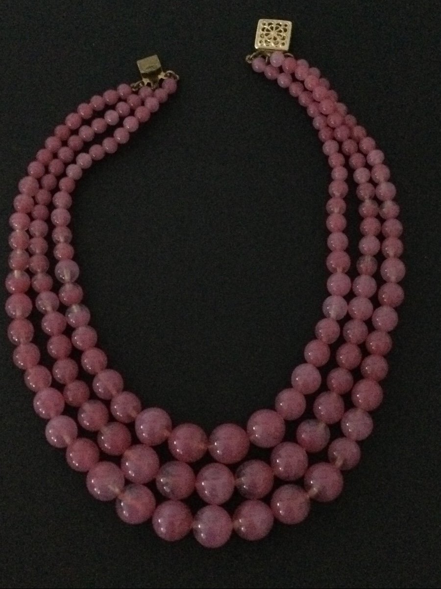 Collier Fantaisie Boules Pâte De Verre-photo-2