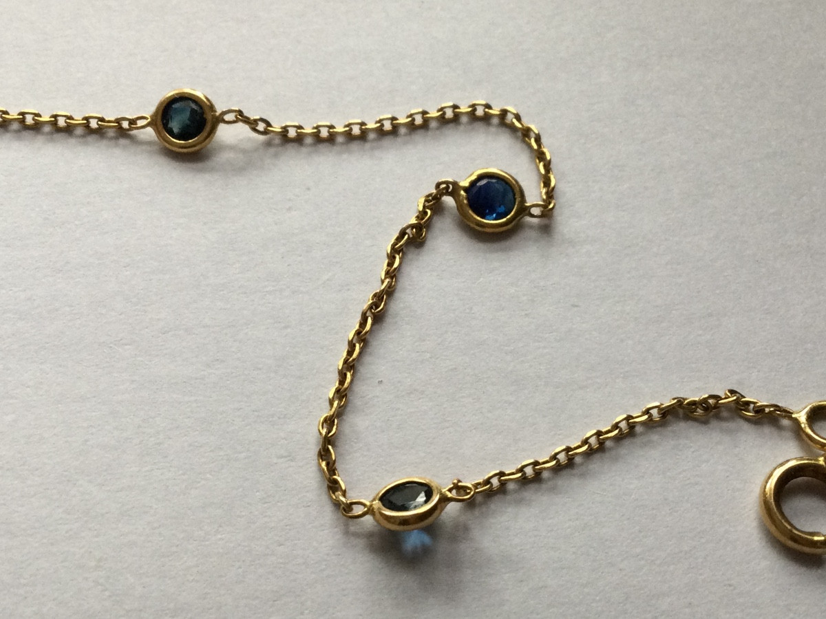 Bracelet With Sapphires And Yellow Gold Chain -photo-2