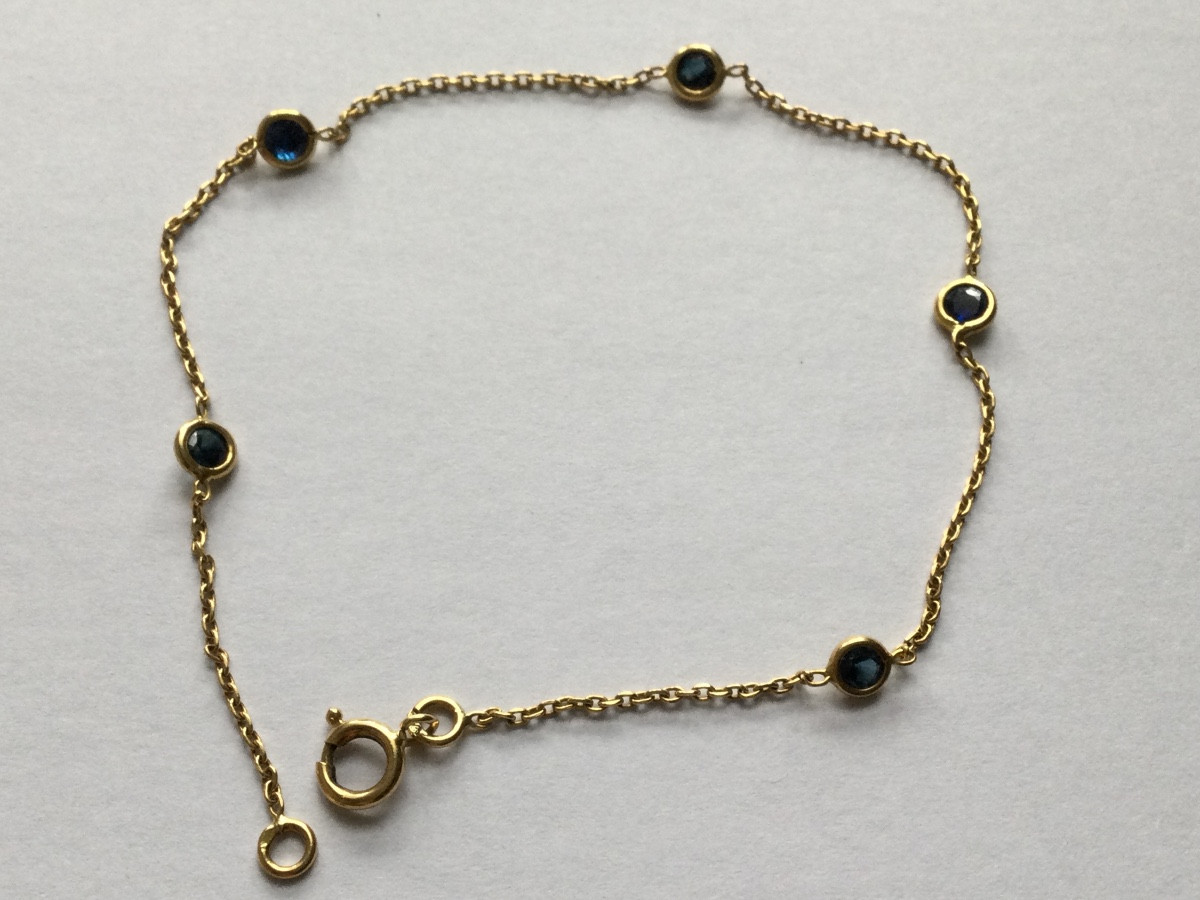 Bracelet With Sapphires And Yellow Gold Chain 