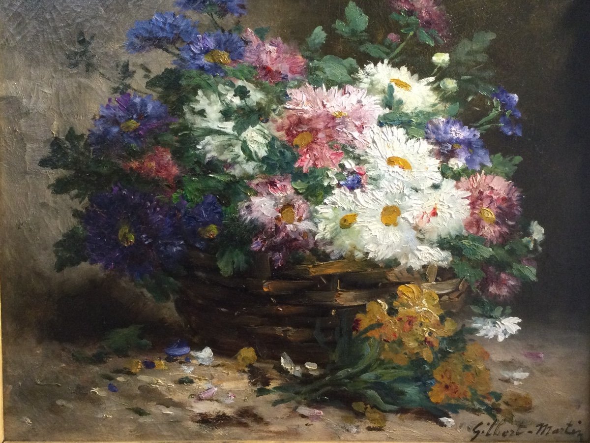 Basket Of Flowers By Charles Gilbert Martin-photo-2