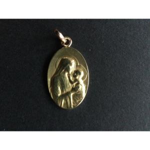 Virgin And Child Medal Gold Xlx